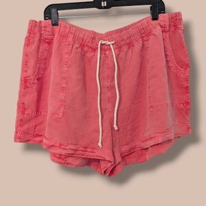 Aerie Pink Coral Lyocell Relaxed High Waisted Tie Waist Drawstring Short XXL